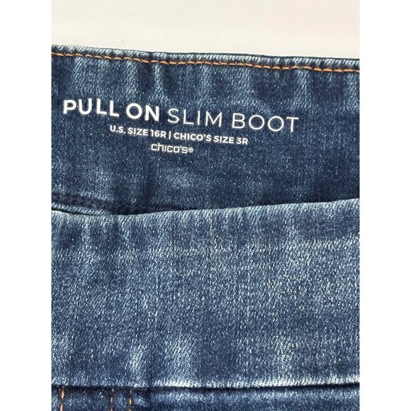NWT Chico’s Jeans 16R Fits 12–14 Pull-On Slim Bootcut Preppy Classic Americana - Picture 4 of 12